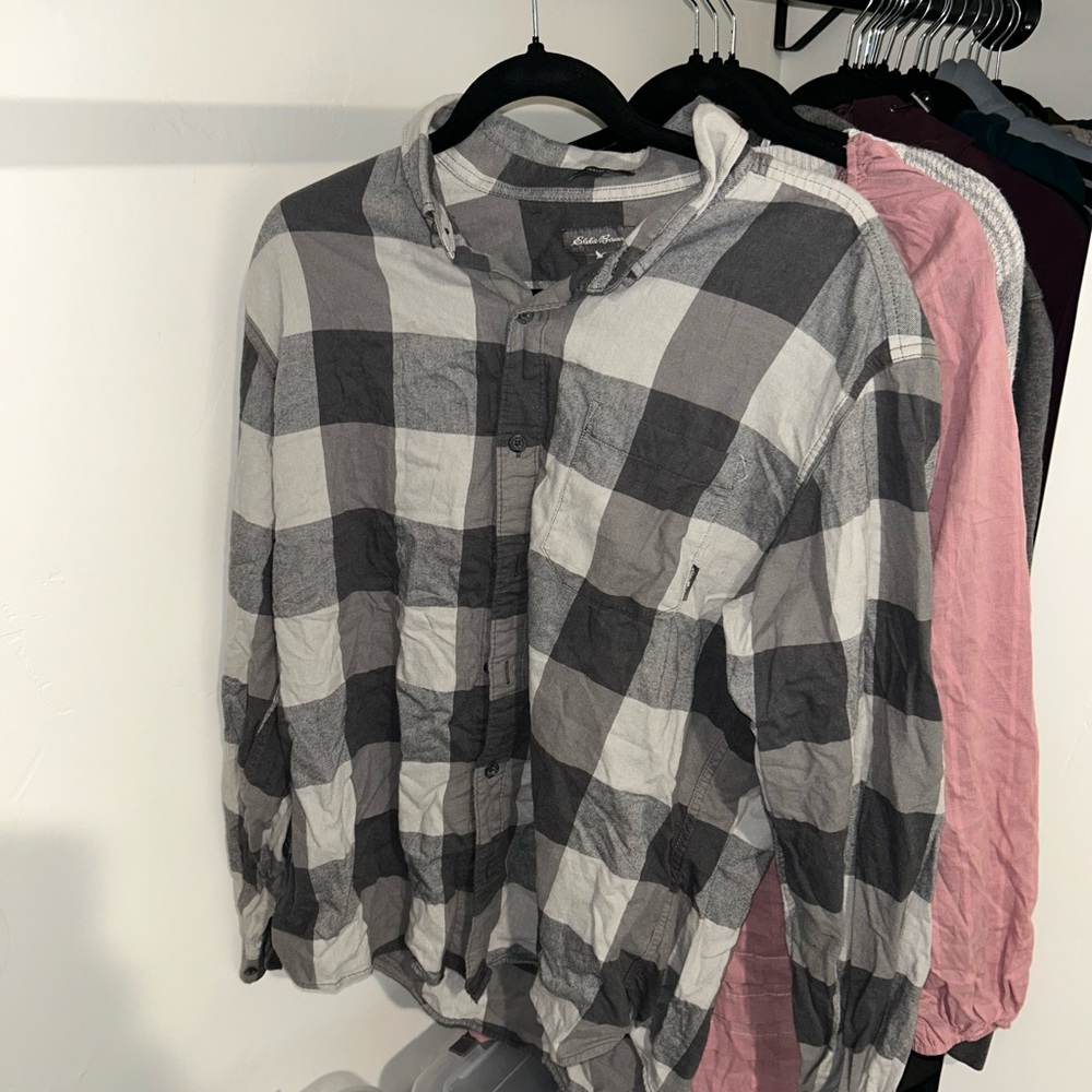 Men's Eddie Bauer Gray Plaid Shirt